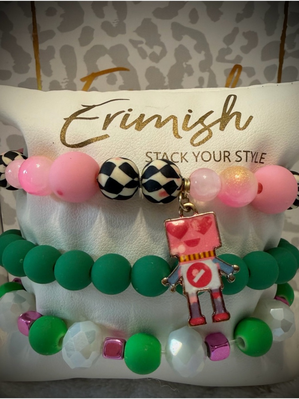 New ERIMISH Bracelets - 3 Pc - Pink& Green Custom Regular, Kids or Extended Size